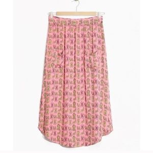 & Other Stories / pink quirky tiger printed midi skirt with pockets 8
